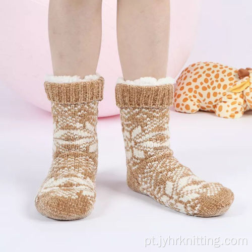 Winter Winter Flowined Plush Home Lounge Socks